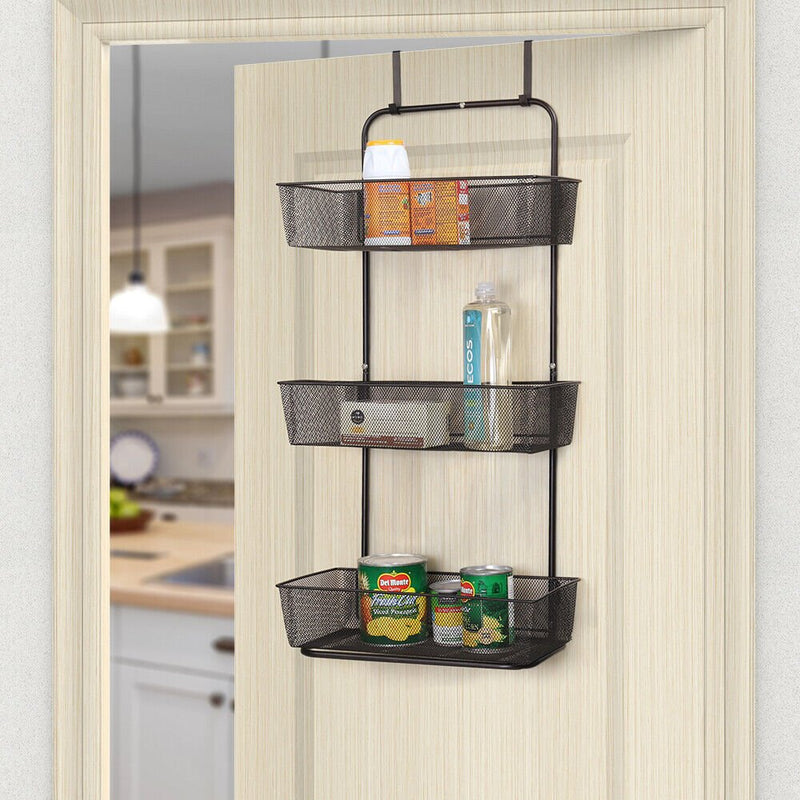 3-Tier Basket Hanging Heavy Duty Over The Door Organizer Shelf Storage - Fry's Superstore