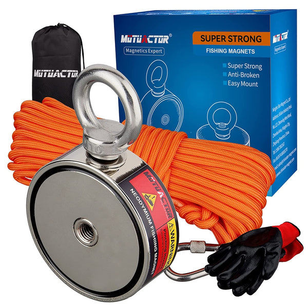 Combined 1100lb Fishing Magnet Kit, Super Strong Powerful Magnetic for Retrieving Treasure - Fry's Superstore