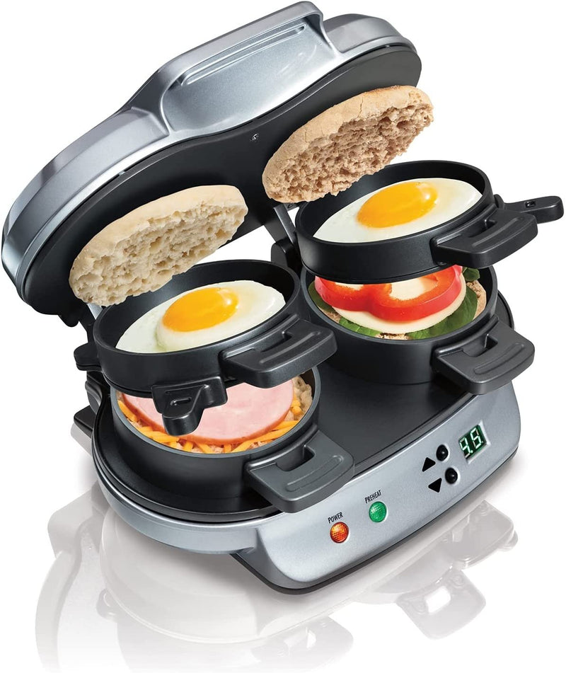 Dual Breakfast Sandwich Maker with Timer, Silver (25490A) - Fry's Superstore