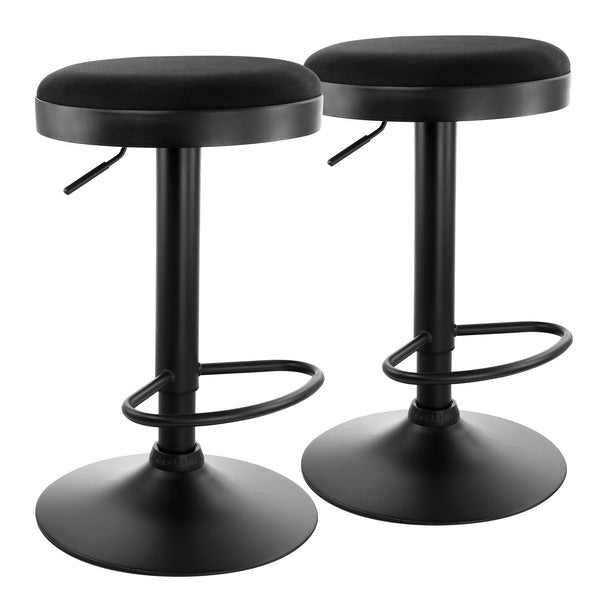 Elama 2 Piece Backless Adjustable Fabric Bar Stool in Black with Black Base - Fry's Superstore