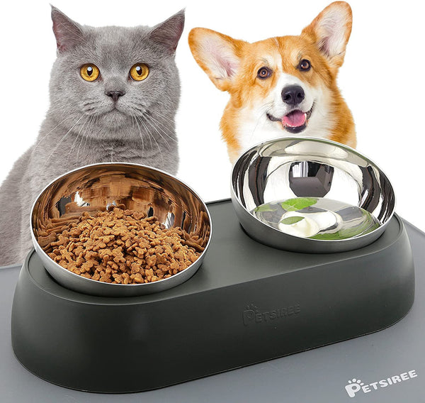 Elevated Cat Food Bowls with Silicone Feeding Mat for Cats, Kittens, Small Dogs - Fry's Superstore