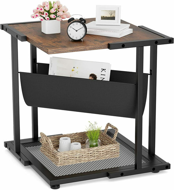 End Table Sofa Side Coffee Table Nightstand with Storage Shelf - Fry's Superstore