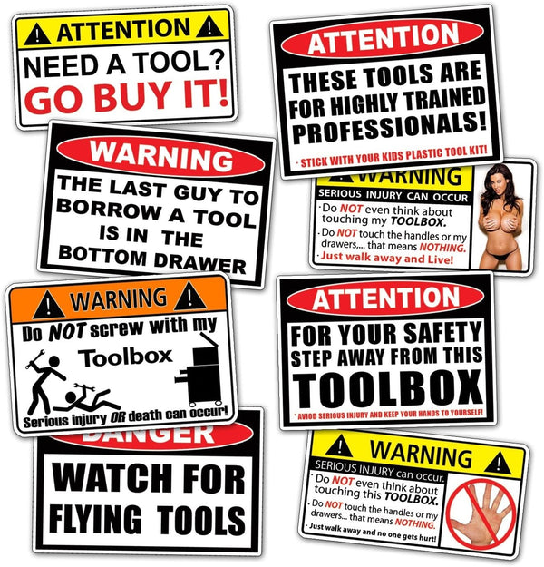 Funny Toolbox Warning Decal Sticker Set - Fry's Superstore