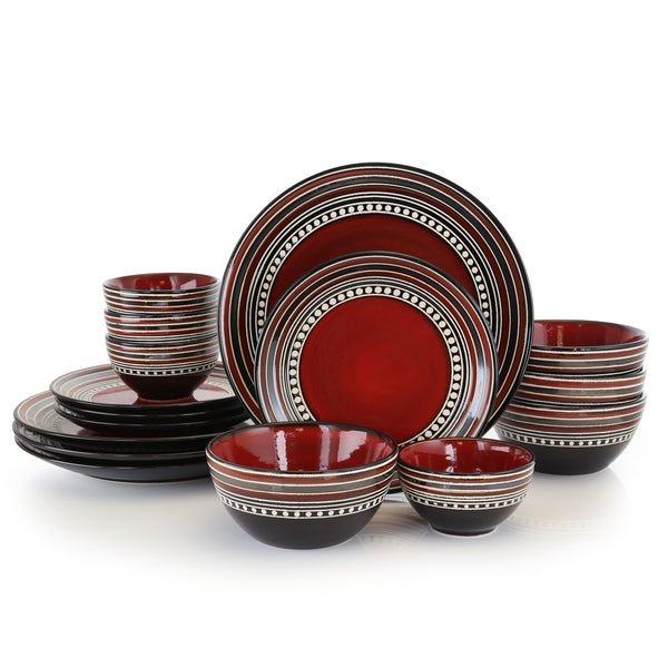 Gibson Elite Caf&eacute; Versailles 16 Piece Double Bowl Dinnerware Set - Red - Fry's Superstore