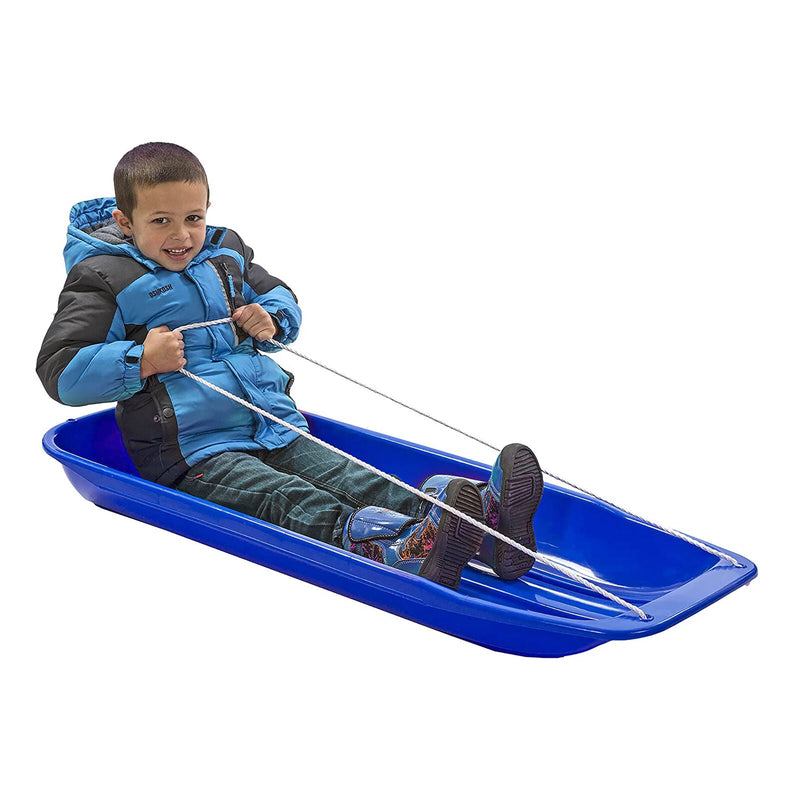 Kids 48-Inch Plastic Snow Toboggan Sled with Pull Rope, Blue (2 Pack) - Fry's Superstore