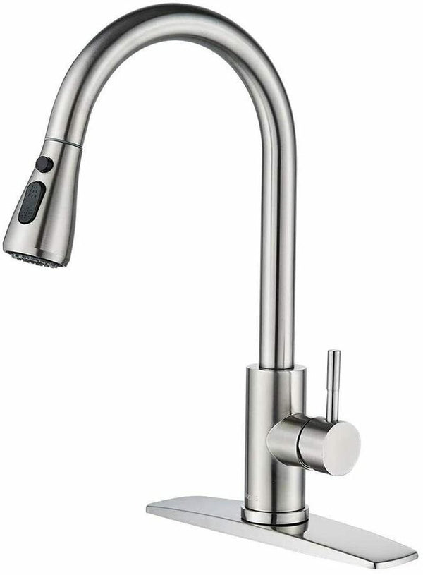 Kitchen Faucet Sink Pull Down Sprayer Swivel Spout, Brushed Nickel - Fry's Superstore