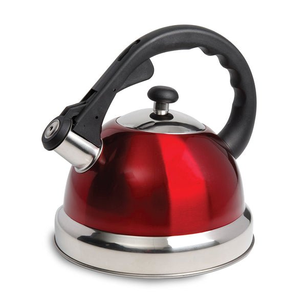 Mr Coffee Claredale 2.2 Quart Stainless Steel Whistling Tea Kettle in Red with Nylon Handle - Fry's Superstore