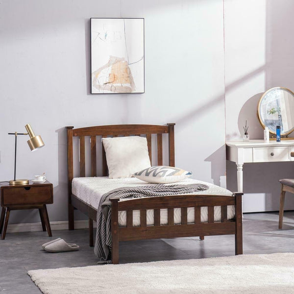 Twin-Size Wooden Bed Frame Walnut - Fry's Superstore
