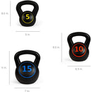 3-Piece Kettlebell Set with Storage Rack Concrete Weights for Home Gym Strength Training - Fry's Superstore