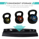 3-Piece Kettlebell Set with Storage Rack Concrete Weights for Home Gym Strength Training - Fry's Superstore