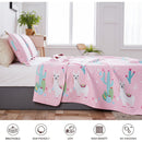 3-Piece Kids Pink Summer Comforter Quilt Bedspread, Girls Alpaca Cactus Theme - Fry's Superstore