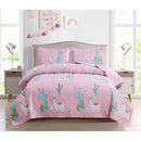 3-Piece Kids Pink Summer Comforter Quilt Bedspread, Girls Alpaca Cactus Theme - Fry's Superstore