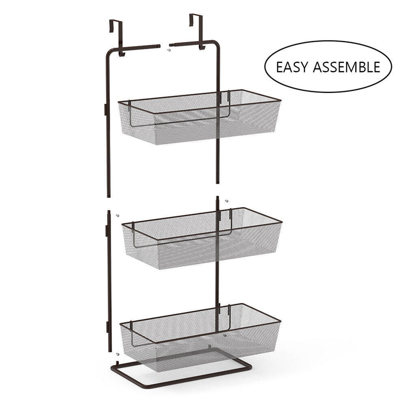 3-Tier Basket Hanging Heavy Duty Over The Door Organizer Shelf Storage - Fry's Superstore
