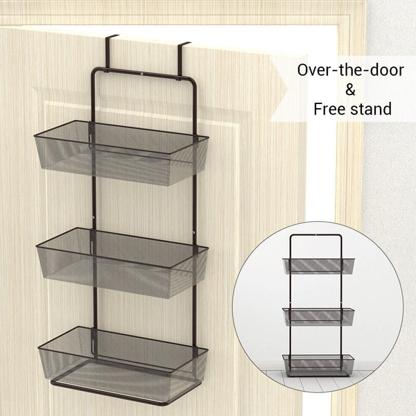 3-Tier Basket Hanging Heavy Duty Over The Door Organizer Shelf Storage - Fry's Superstore