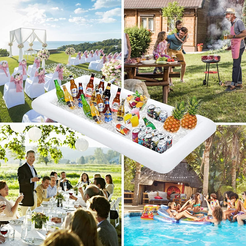 4 PACK Inflatable Ice Serving Bar Pool Party Buffet Drink Cooler, Ice Tray - Fry's Superstore
