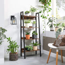 4-Tier Home Office Ladder Bookshelf, Rustic Brown and Black - Fry's Superstore
