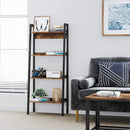4-Tier Home Office Ladder Bookshelf, Rustic Brown and Black - Fry's Superstore