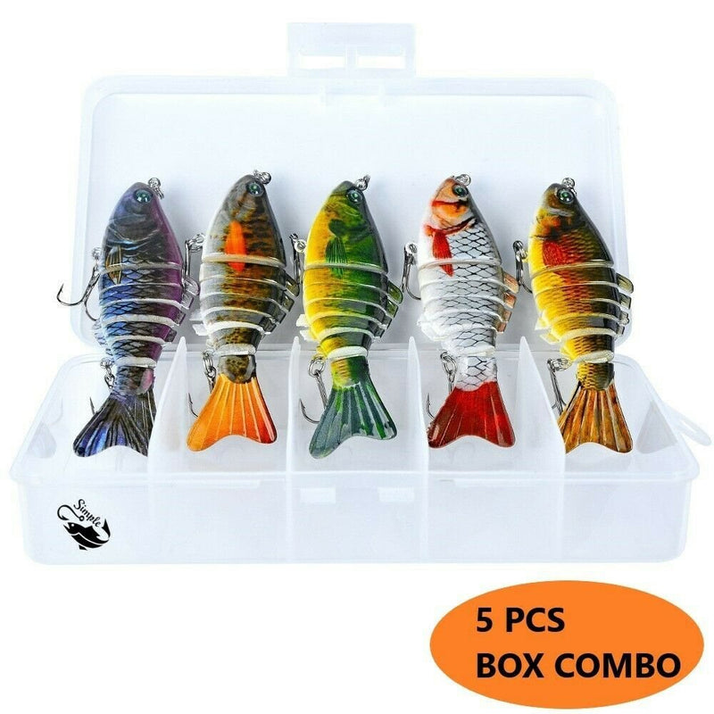 5pcs 4-inch Bass Fishing Lure Swimbait Fish Bait, Multi-Jointed - Fry's Superstore