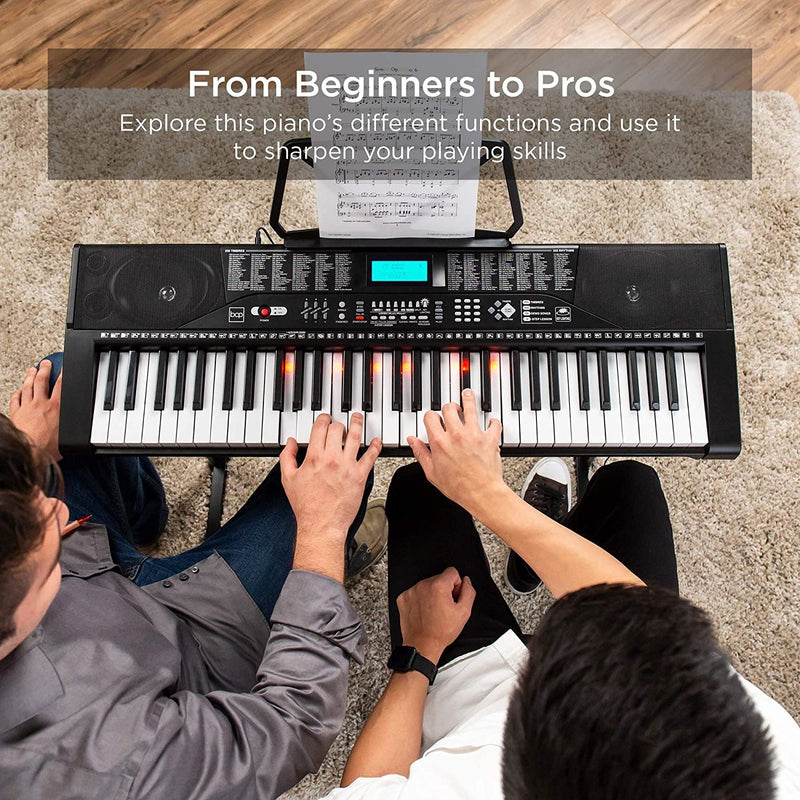 61-Key Beginners Electronic Keyboard Piano Set with Lighted Keys, LCD Screen, Headphones - Fry's Superstore