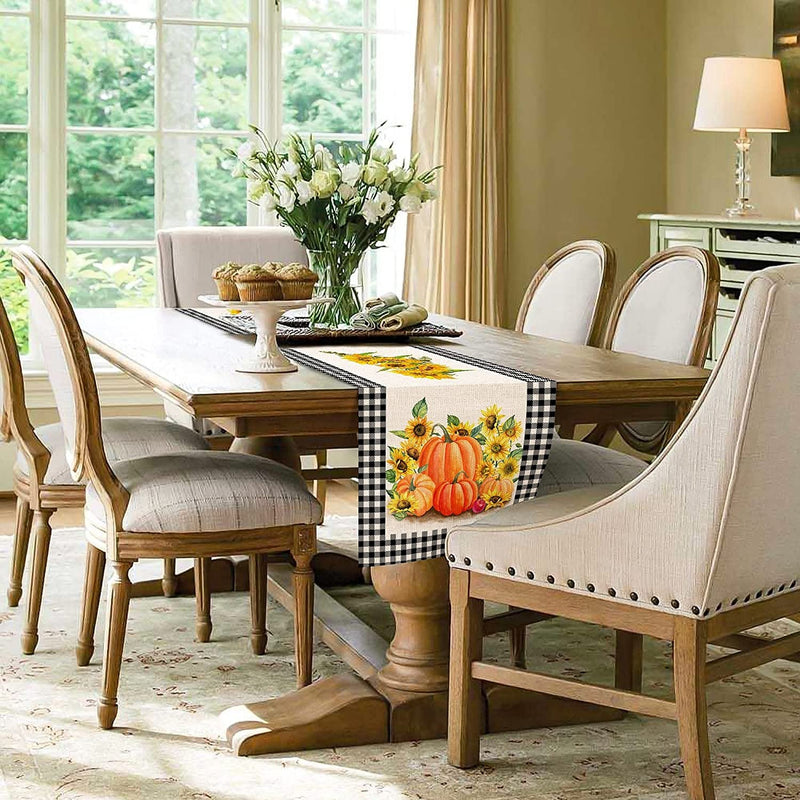 72" Fall Sunflower Floral Thanksgiving Pumpkin Table Runner - Fry's Superstore
