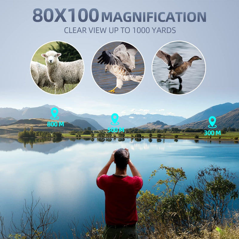 80x100 High Powered Handheld Monocular Telescope with Tripod, Night Vision, Smartphone Adapter - Fry's Superstore