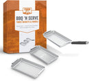 BBQ 'N SERVE Premium Set, 3 Grill Baskets, Bamboo Cutting Board, Serving Tray, and Plastic Lid - Fry's Superstore