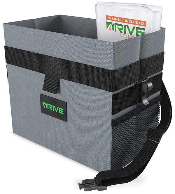 Collapsible, Leakproof Auto Car Trash Can Garbage Bin with Adjustable Strap and 20 Trash Bags - Fry's Superstore