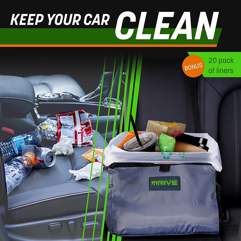 Collapsible, Leakproof Auto Car Trash Can Garbage Bin with Adjustable Strap and 20 Trash Bags - Fry's Superstore