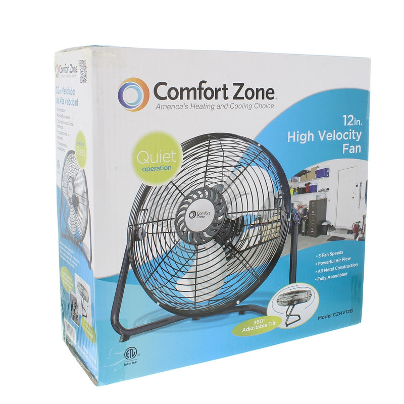 Comfort Zone 12-Inch 3 Speed 180-Degree Adjustable Cradle Fan, Black CZHV12B - Fry's Superstore