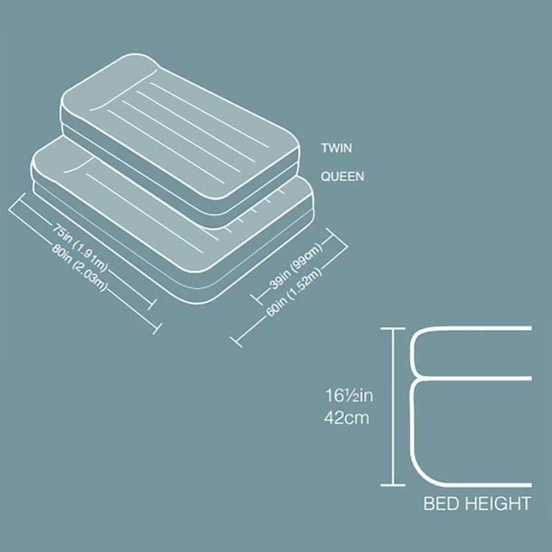 Dura-Beam Pillow Rest Air Mattress Bed w/ Built-In Pump, Queen - Fry's Superstore