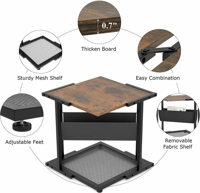 End Table Sofa Side Coffee Table Nightstand with Storage Shelf - Fry's Superstore