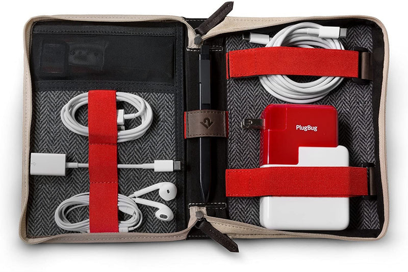 Full-Grain Leather Travel Tote for Chargers, Cables & Adapters - Fry's Superstore