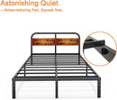Full-Size Platform Bed Frame with Rustic Solid Wood Headboard, No Box Spring Needed - Fry's Superstore