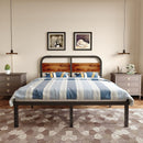 Full-Size Platform Bed Frame with Rustic Solid Wood Headboard, No Box Spring Needed - Fry's Superstore