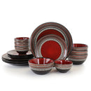 Gibson Elite Caf&eacute; Versailles 16 Piece Double Bowl Dinnerware Set - Red - Fry's Superstore
