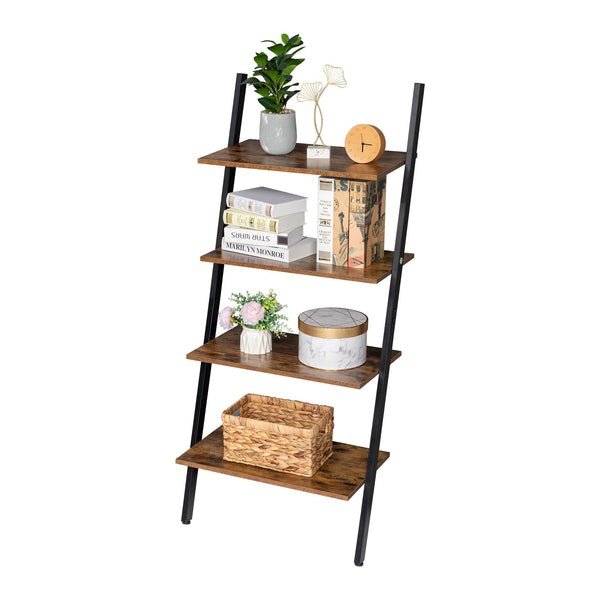 Industrial Ladder Shelf, 4-Tier Bookshelf, Storage Rack Shelves - Fry's Superstore