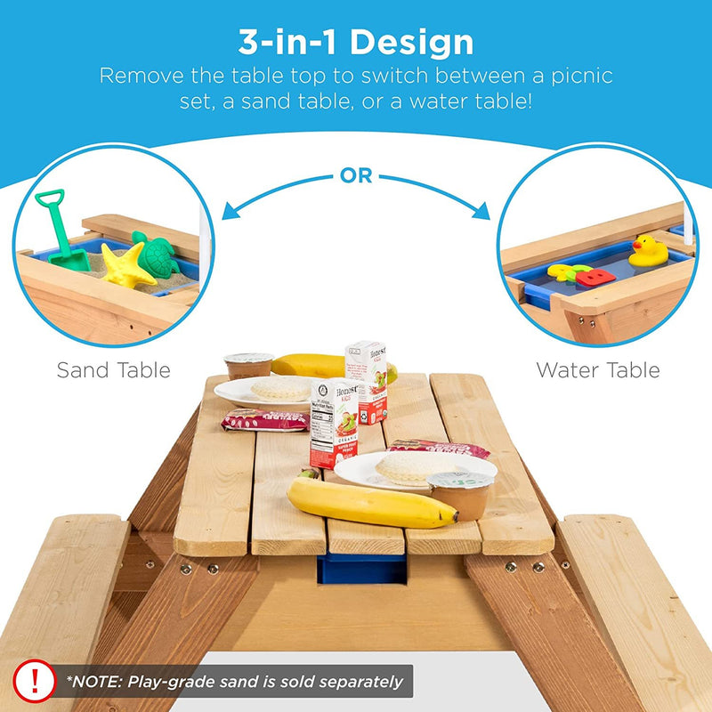 Kids 3-in-1 Sand & Water Wood Outdoor Activity Table, 2 Play Boxes, Removable Top - Green - Fry's Superstore
