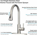 Kitchen Faucet Sink Pull Down Sprayer Swivel Spout, Brushed Nickel - Fry's Superstore