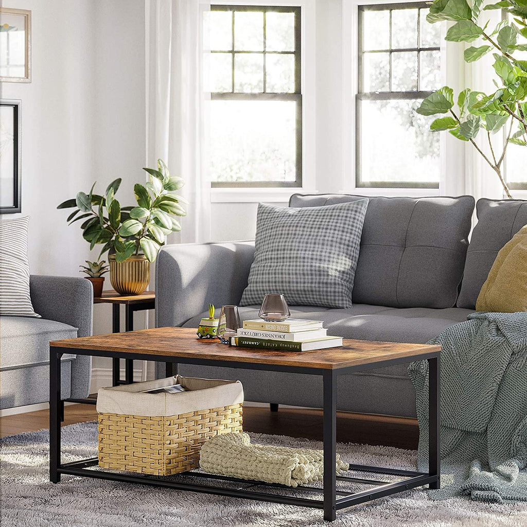 Table Storage Mesh Living Room Coffee Table - Mesh Shelf, Large Storage Space