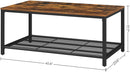 Living Room Coffee Table with Dense Mesh Shelf, Large Storage Space, Rustic Brown - Fry's Superstore