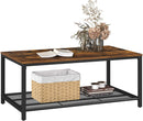 Living Room Coffee Table with Dense Mesh Shelf, Large Storage Space, Rustic Brown - Fry's Superstore