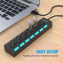 Multi-Port USB Splitter with High-Speed Individual ON/Off Switches with LEDs - Fry's Superstore