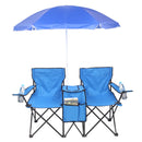 Portable Outdoor 2-Seat Folding Chair with Removable Sun Umbrella Blue - Fry's Superstore