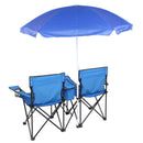 Portable Outdoor 2-Seat Folding Chair with Removable Sun Umbrella Blue - Fry's Superstore