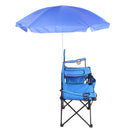 Portable Outdoor 2-Seat Folding Chair with Removable Sun Umbrella Blue - Fry's Superstore