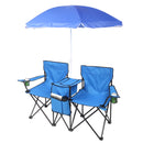 Portable Outdoor 2-Seat Folding Chair with Removable Sun Umbrella Blue - Fry's Superstore