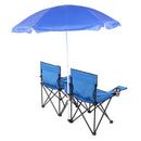 Portable Outdoor 2-Seat Folding Chair with Removable Sun Umbrella Blue - Fry's Superstore