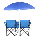 Portable Outdoor 2-Seat Folding Chair with Removable Sun Umbrella Blue - Fry's Superstore