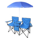 Portable Outdoor 2-Seat Folding Chair with Removable Sun Umbrella Blue - Fry's Superstore