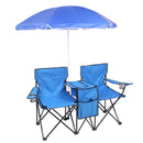Portable Outdoor 2-Seat Folding Chair with Removable Sun Umbrella Blue - Fry's Superstore